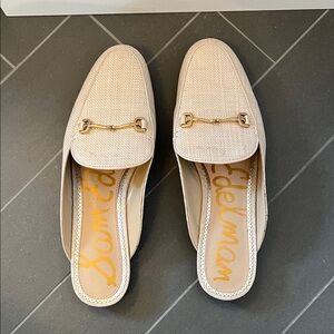 Sam Edelman Beige Loafers with Gold Accent